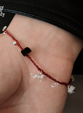 木屋小马红绳项链马年手链