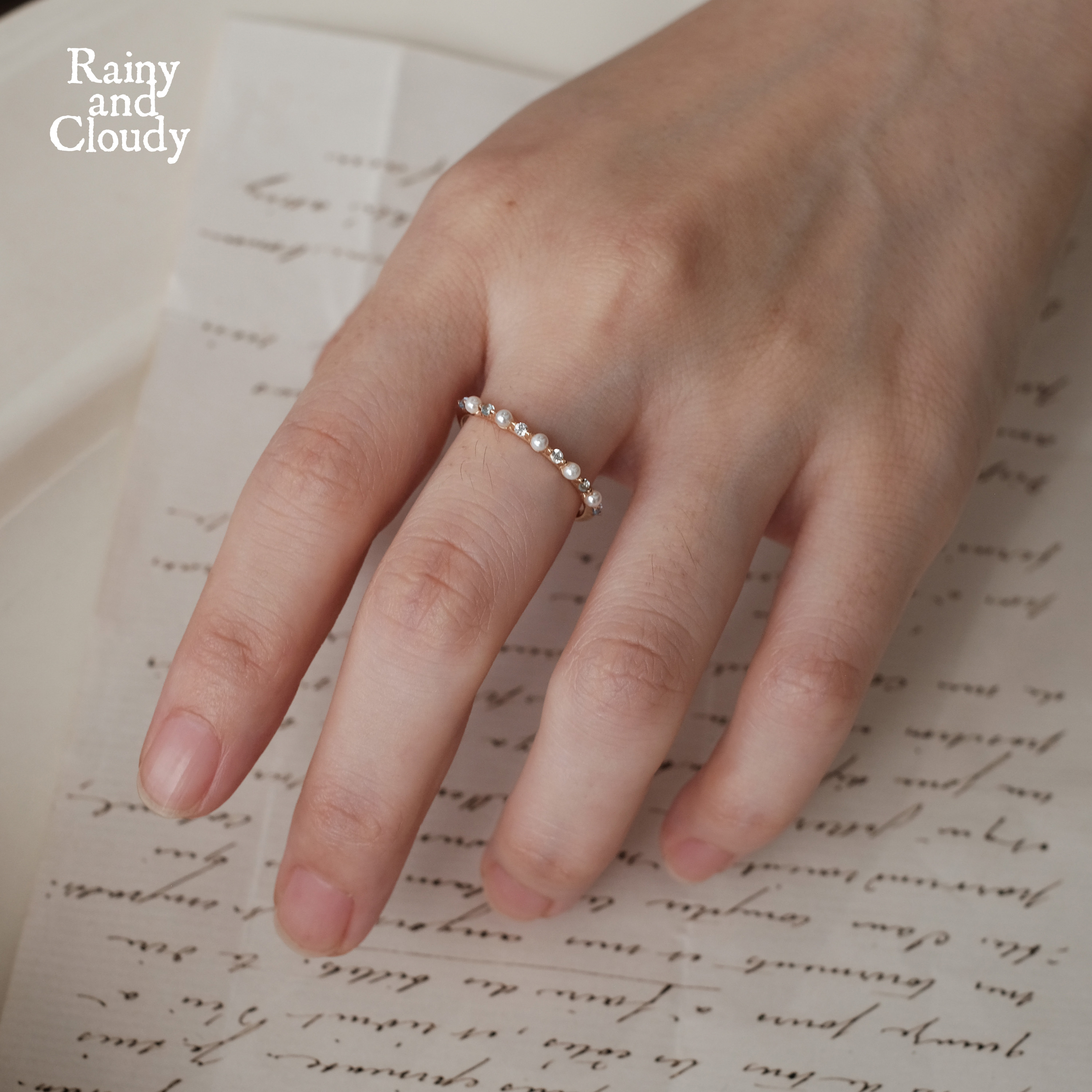 Rainy and Cloudy白日梦｜渐变彩锆 橄榄黄绿镀金戒指 原创细戒指