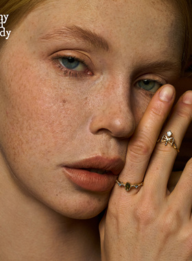 枝形吊灯｜水滴白镀18K金戒指