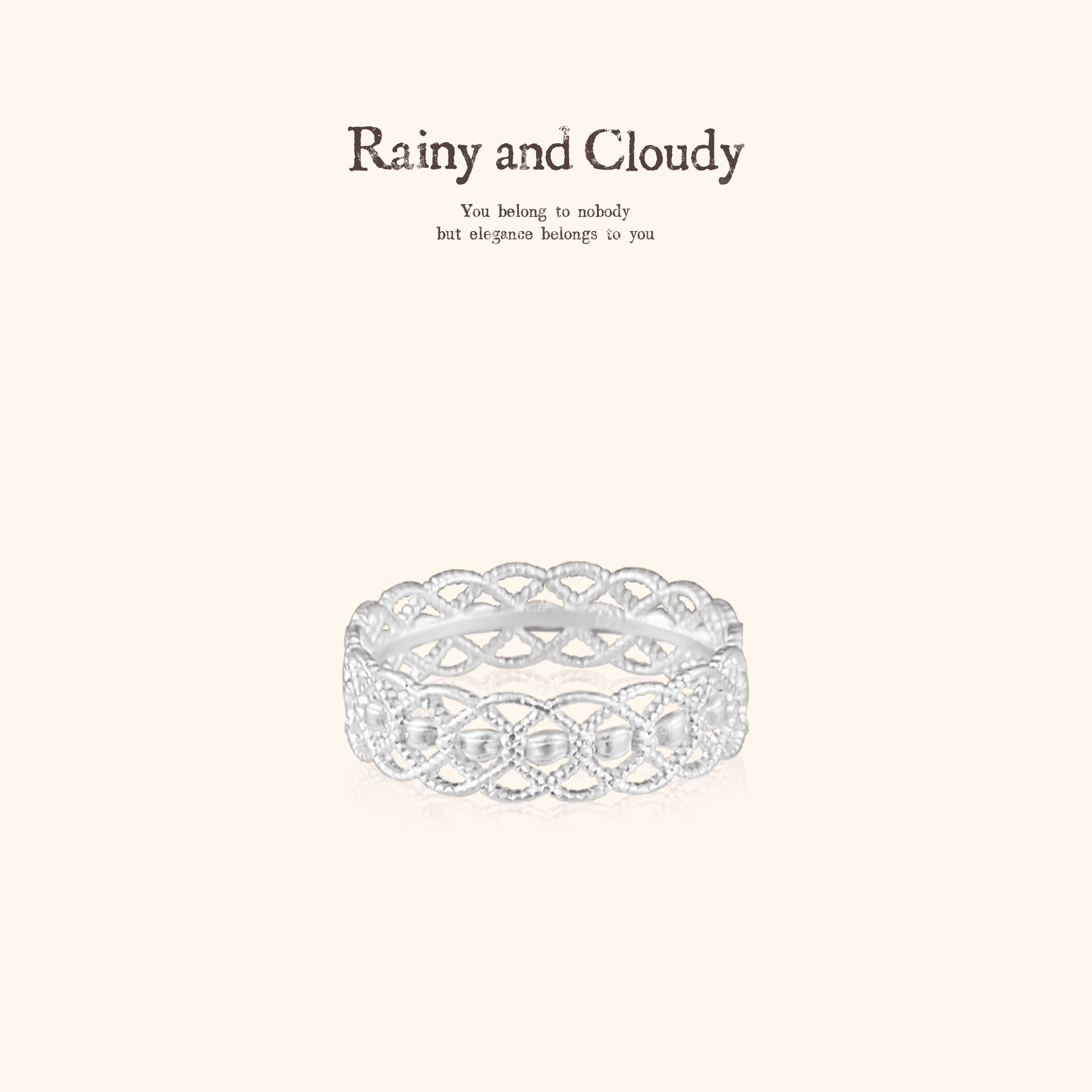 Rainy and Cloudy缎带蕾丝｜镂空宽戒 简约银戒花边蕾丝925银戒指