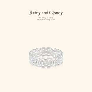 Rainy and Cloudy缎带蕾丝｜镂空宽戒 精致简约银戒 花边蕾丝戒指