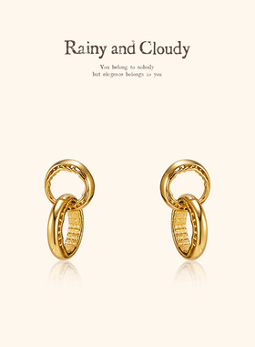 Rainy and Cloudy往事之镜｜椭圆耳钉 圆满耳钉 双loop耳钉圆环