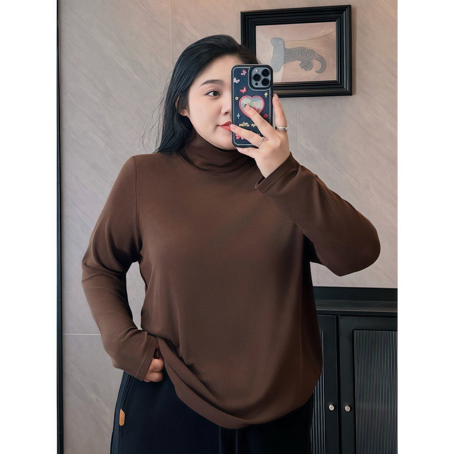 饭饭大尺码女装12052内搭软糯亲肤弹力修身显瘦打底衫2025春季新,个性定制/设计服务/DIY,棉服工装,淘宝优惠券,粉丝福利购,淘宝优惠卷