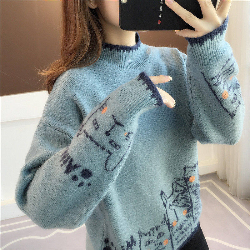 女士半高领加绒毛衣女秋冬新款2025年爆款洋气加厚冬季内搭打底衫