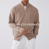 PTOFF 外套男 轻奢立领毛衣开衫 意式 羊毛桑蚕丝菠萝针织