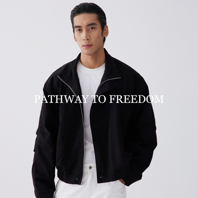 PTOFF纯棉短款廓形立领夹克