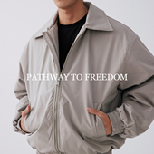 PTOFF哈灵顿复古简约中性翻领棉服夹克男宽松拉链外套通勤风灰色