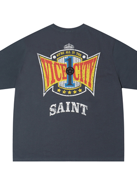 PTOFF2025夏季美式街头正肩圆领重磅百搭皇冠印花短袖t恤宽松上衣