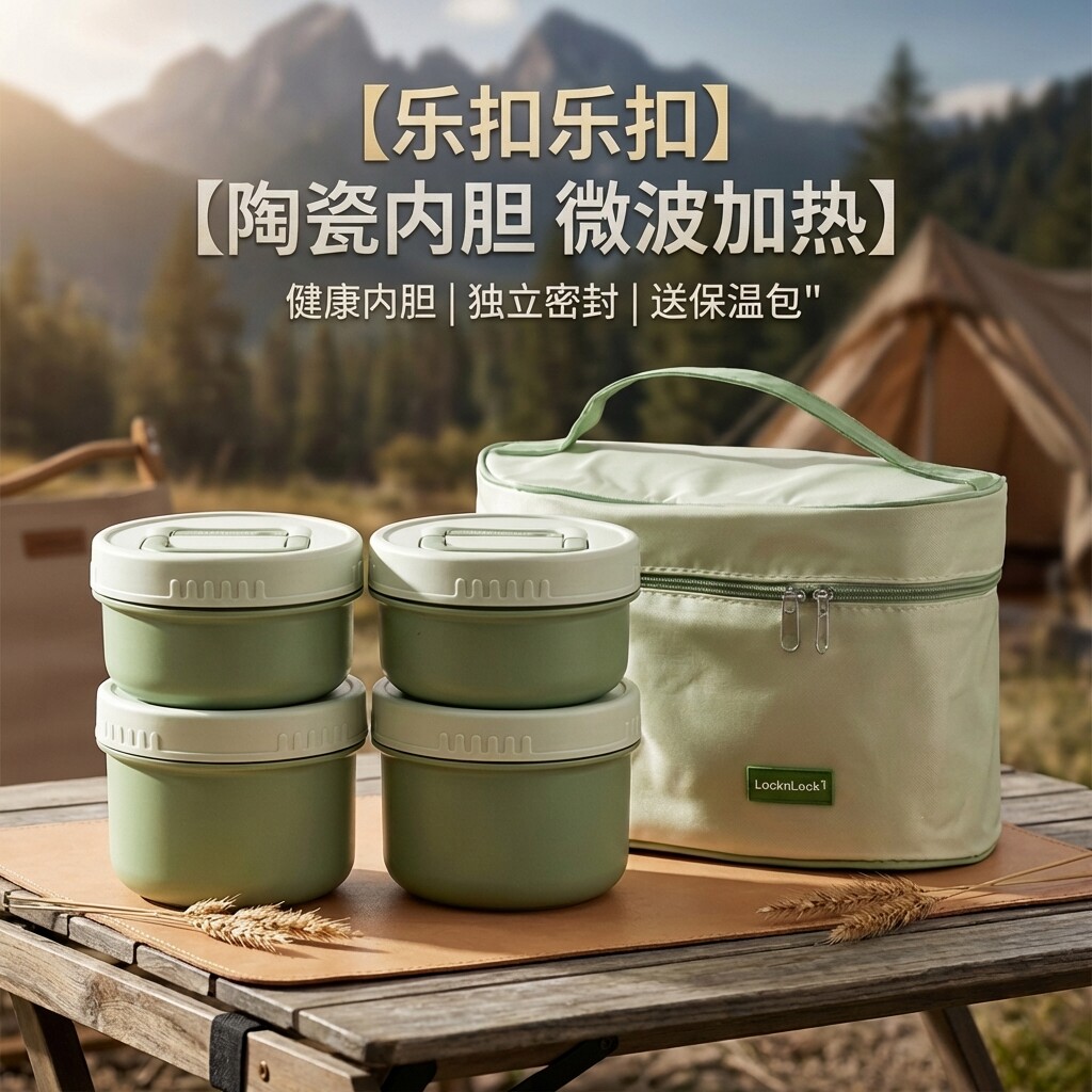 乐扣乐扣陶瓷内胆保温分格饭盒组图片