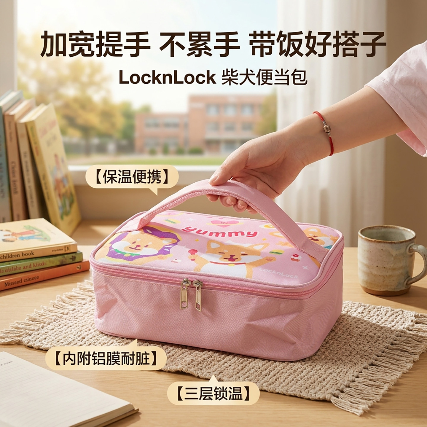 乐扣乐扣手提学生上学饭盒便当包图片