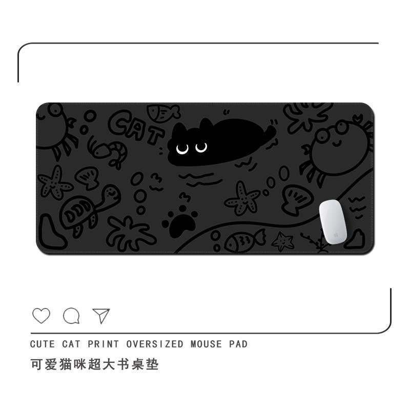 卡通小黑猫超大鼠标垫办公桌面垫