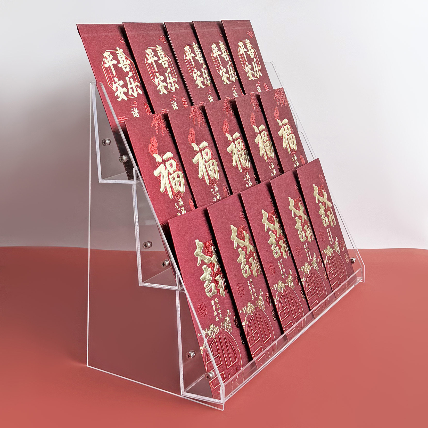 直播高透明阶梯红包展示架可定制图片