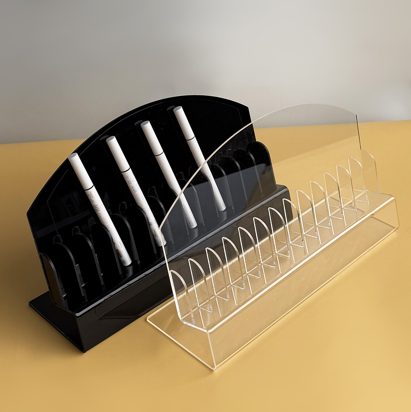 亚克力高档钢笔展示架美妆店眉笔唇釉陈列架超市透明牙刷展架定制