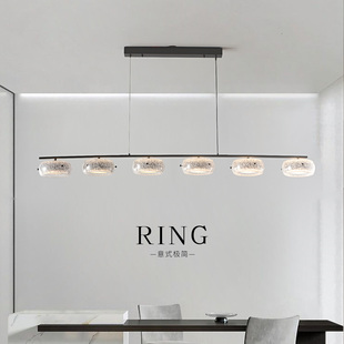 轻奢高级感餐厅吊灯设计师新款 意式 长条全铜轻奢别墅餐桌岛台灯具