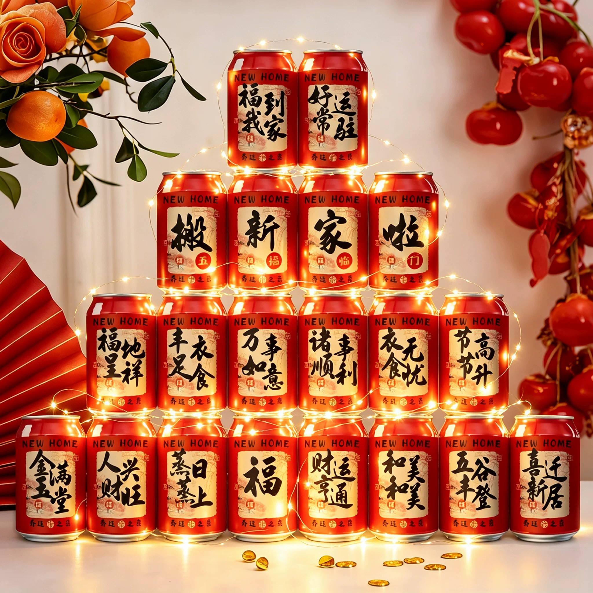 乔迁之喜定制可乐旺仔福字贴纸
