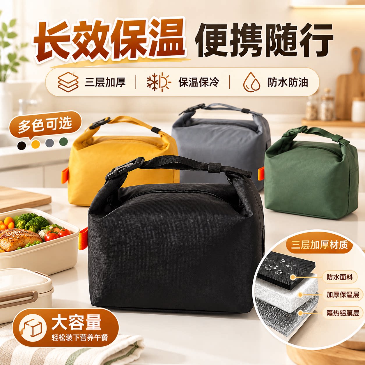 加厚保温手提便当袋大容量通勤