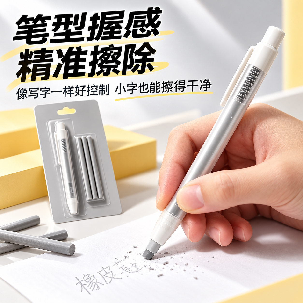 按动磨砂橡皮可擦圆珠笔