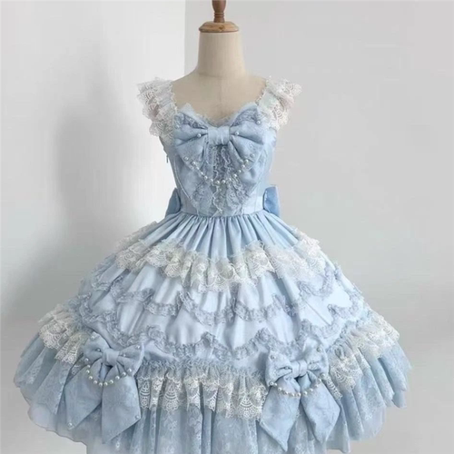 昭和doll古早风lolita洋装现货日常洛丽塔吊带jsk裙子华丽花嫁款