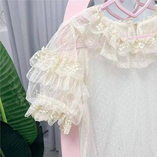 新款日系甜美可爱lolita爱洋装内搭蕾丝衬衫打底上衣女夏天装