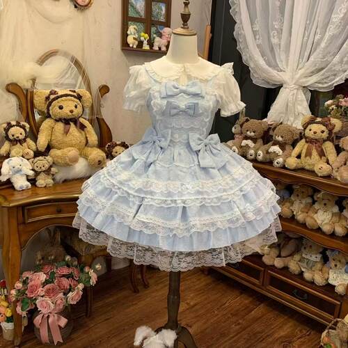天使之翼YoYo酱原创设计现货Lolita洋装doll感jsk吊带连衣裙夏季