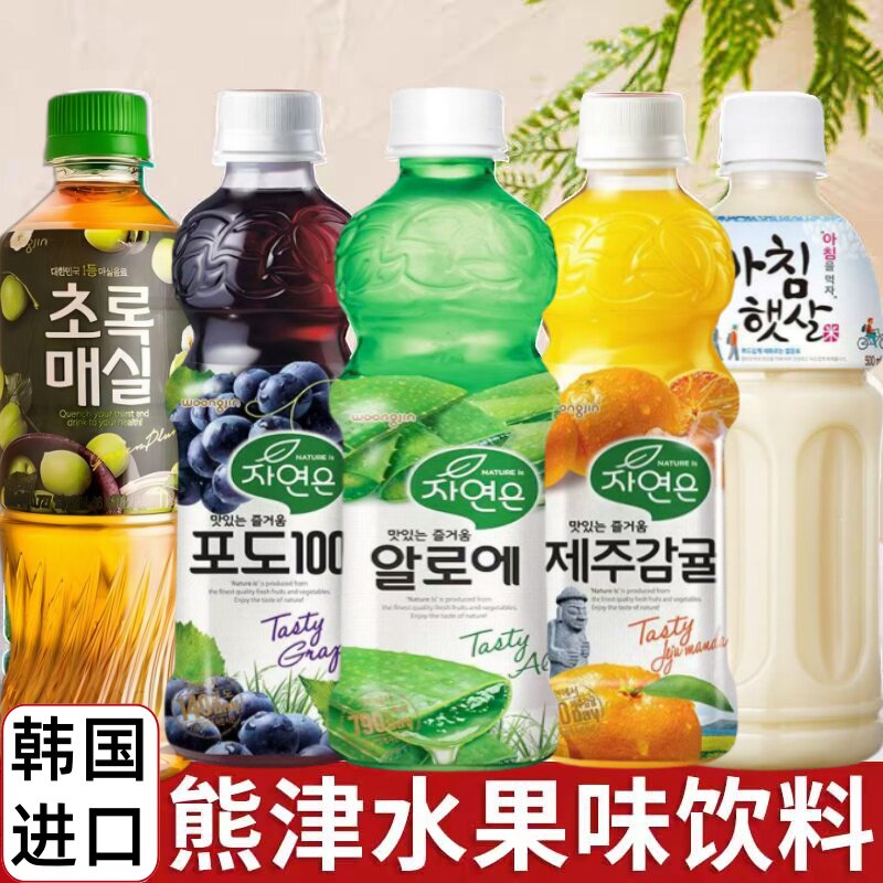 韩国进口熊津饮料糙米汁芦荟汁橙汁葡萄汁青梅汁果汁饮料原装