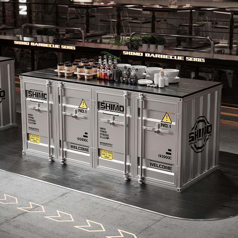 工业风储物柜铁艺餐边柜客厅收纳柜网红创意实木接待集装箱收纳柜