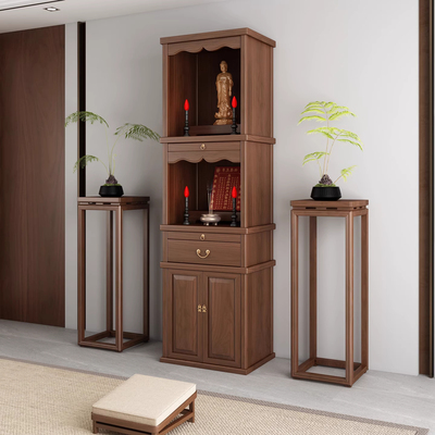 实木神台柜三层黑胡桃木佛龛