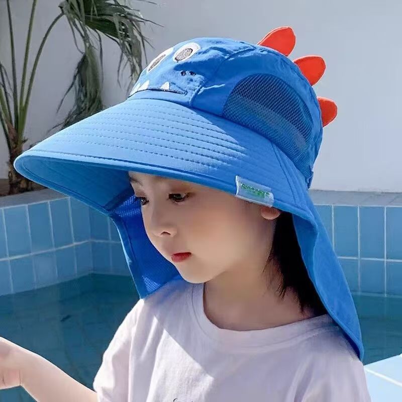 儿童防晒帽遮阳帽网红夏季出游防紫外线宝宝大帽檐渔夫帽薄款透气