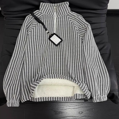 美式复古羊羔绒半拉链加厚卫衣