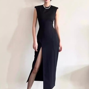 赫本风气质轻奢上流社会掐腰黑色礼服夏季 连衣裙 小众简约薄款 法式
