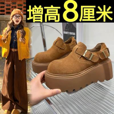 厚底勃肯鞋女懒人一脚蹬小个子增高春秋季2025新款乐福博肯单鞋子