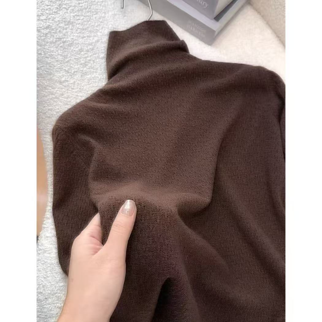 丽姐家~长袖针织时尚女士半高领咖色上衣852