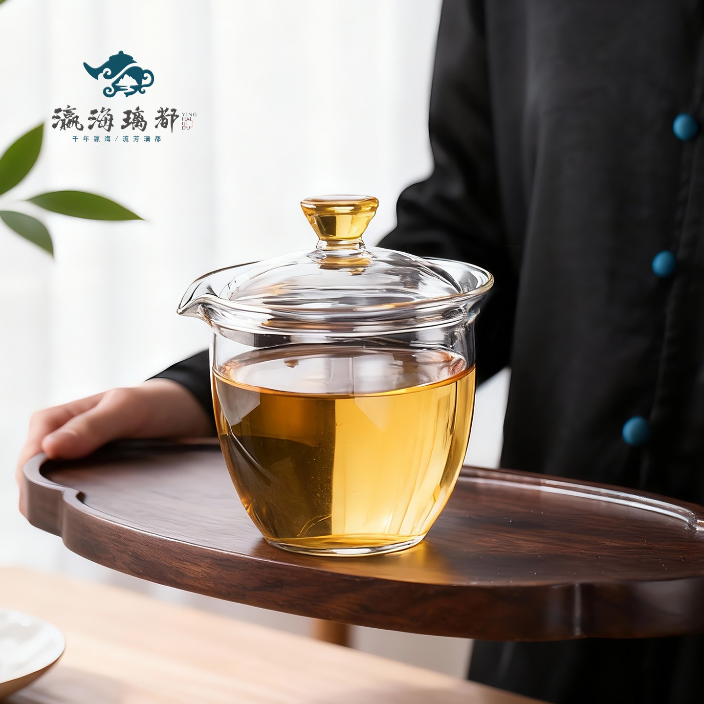 高硼硅手工泡茶碗耐热玻璃盖碗图片