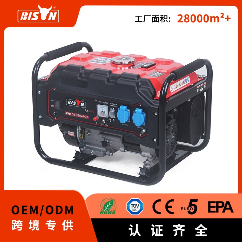 Bison小型汽油发电机组3kw手启动220v单相家用便携式发电机户外