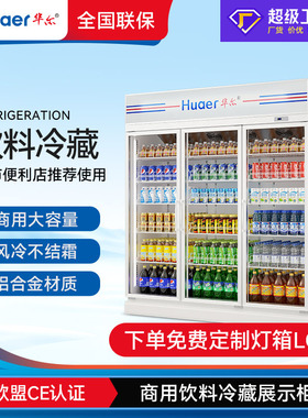 华尔双三开门饮料柜厂家冷饮冷藏展示柜冰柜商用冰箱风冷冷柜定制