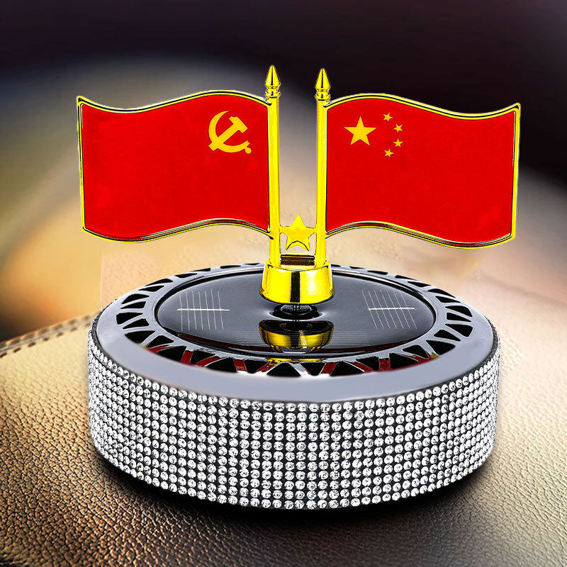 车载香水汽车香薰香氛车内太阳能旋转摆件装饰品国旗党旗五星红旗