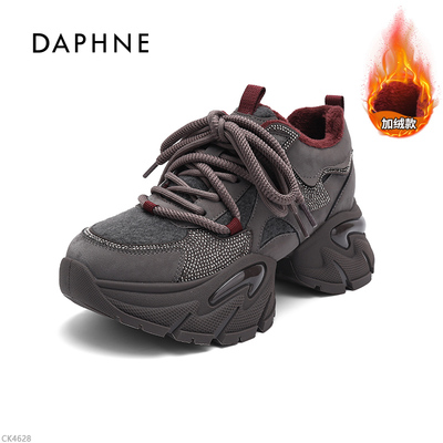 达芙妮2025新款时尚百搭秋冬加绒老爹鞋加厚增高休闲加绒女鞋LL