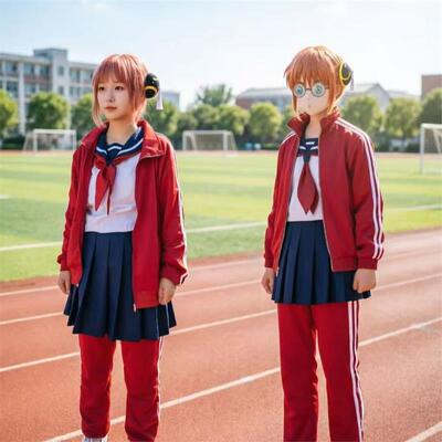 银魂神乐cosplay角色校服系列 二次元 日常百搭条纹外套薄款套装