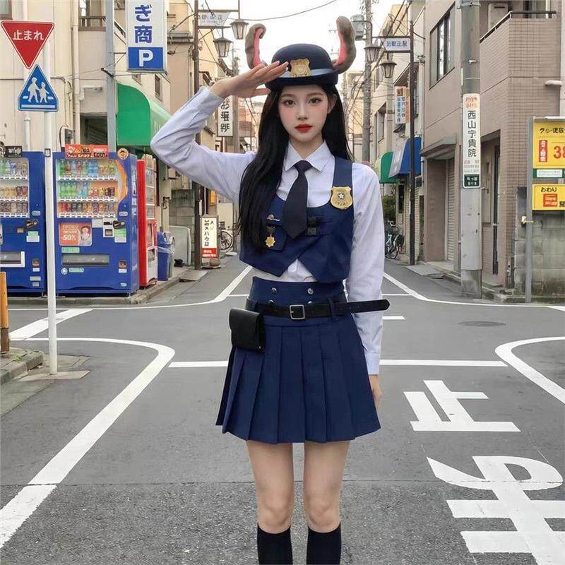 夏季迪士尼穿搭疯狂动物城游园装备兔子警官衣服朱迪cos成人套装
