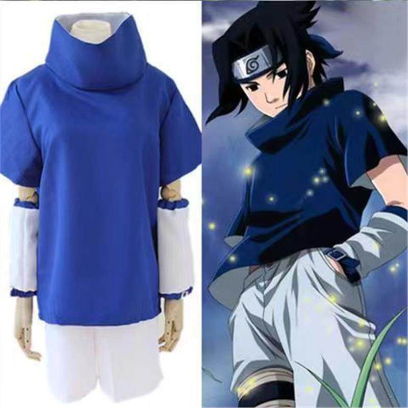 动漫服火影忍者宇智一代波佐助cos衣服夏装cosplay短袖少年版佐助