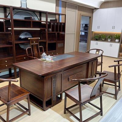 简约现代实木茶桌椅组合新中式2025新款高端黑胡桃木茶空间泡茶台