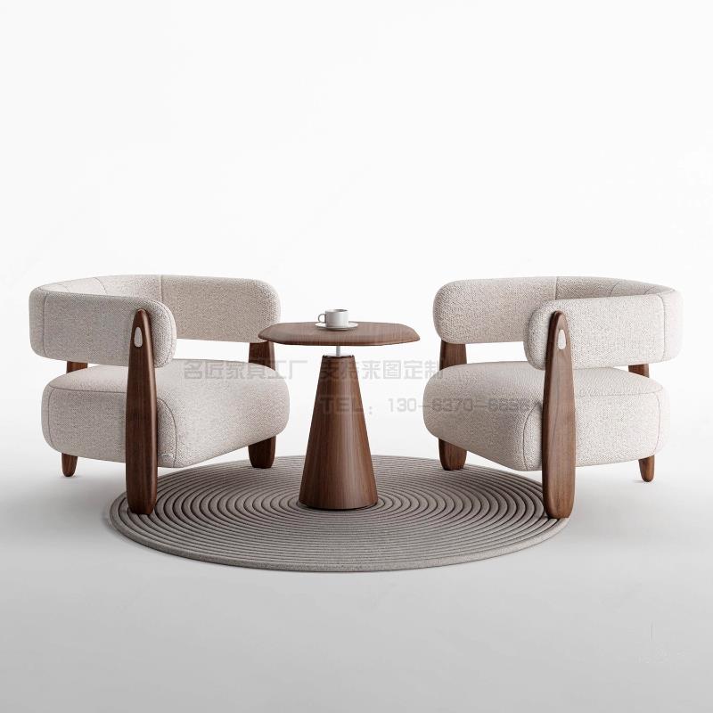休闲单人沙发茶几组合休息区商务酒店会客区洽谈接待一桌两椅组合