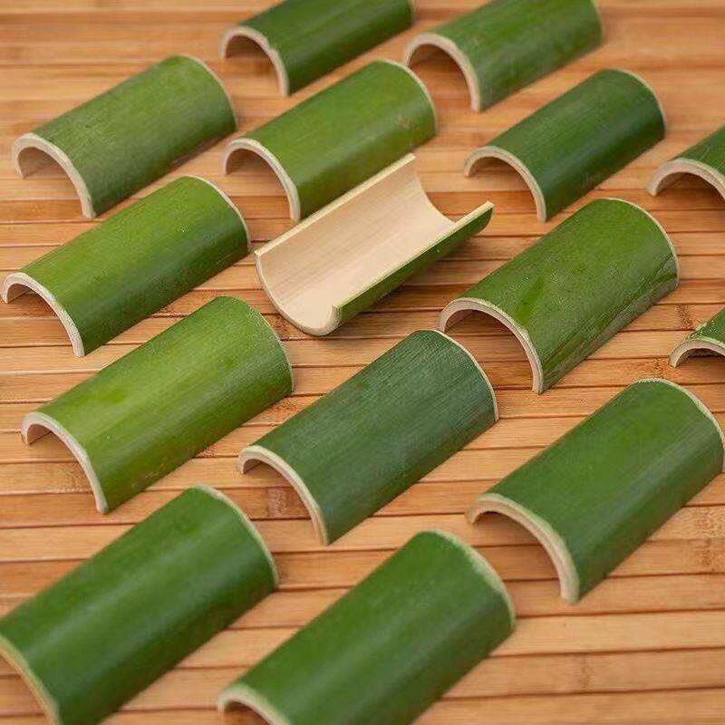 竹桶瓦片原生态新鲜无节半边竹桶竹片制品装饰花器道具花艺布置