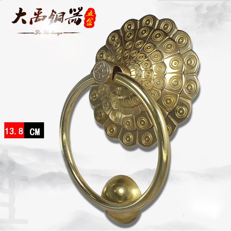 铜门环中式大门拉手黄铜老式复古圆形仿古木门把手狮子头兽头拉手