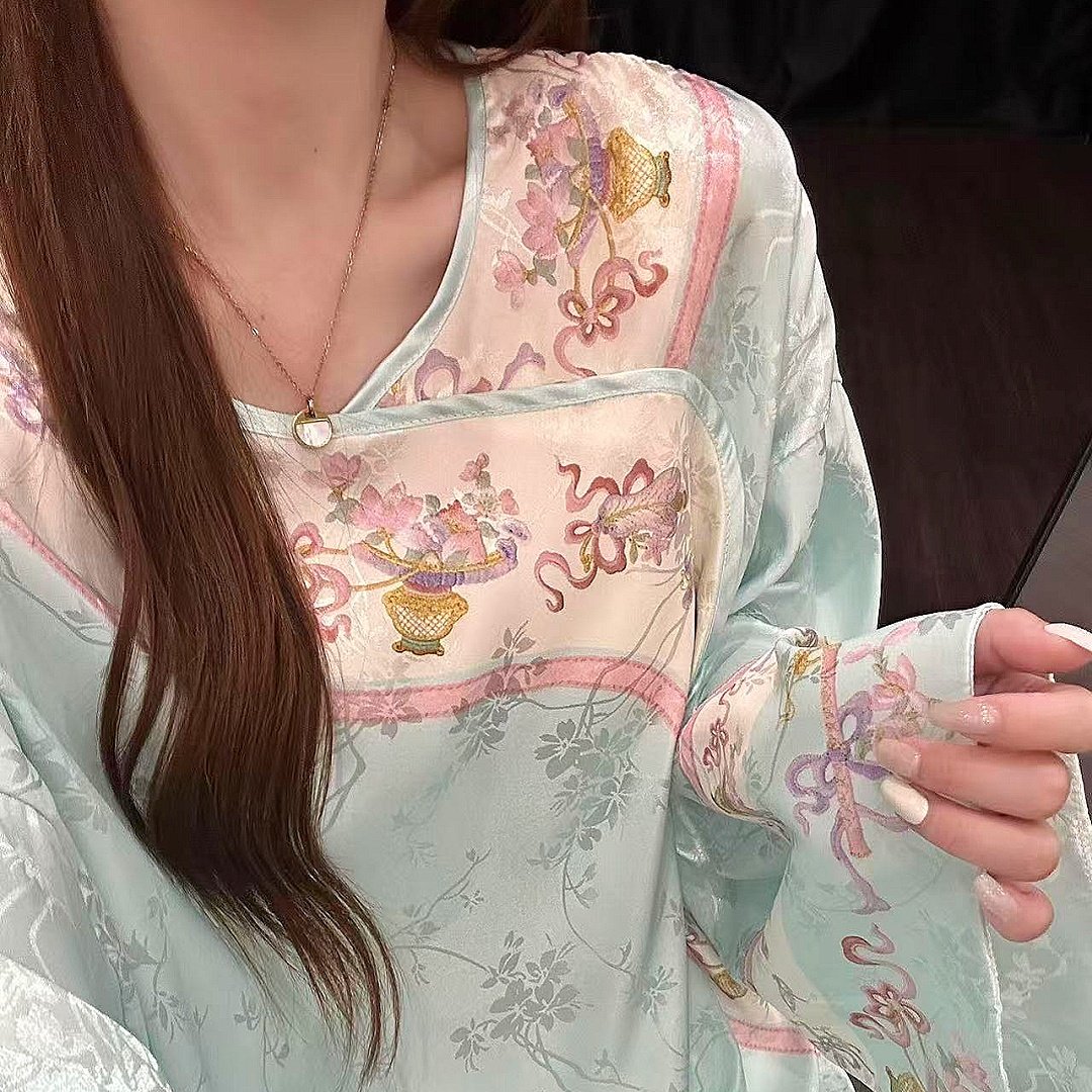 新中式古风睡衣娘娘同款冰丝睡衣睡衣/家居服套装