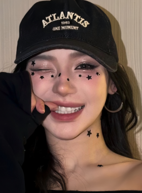 黑色星星钻石脸贴眼妆贴拍照