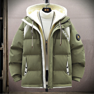 假两件棉衣男孩初中高中学生外套冬季加厚羽绒棉服青少年大童棉袄