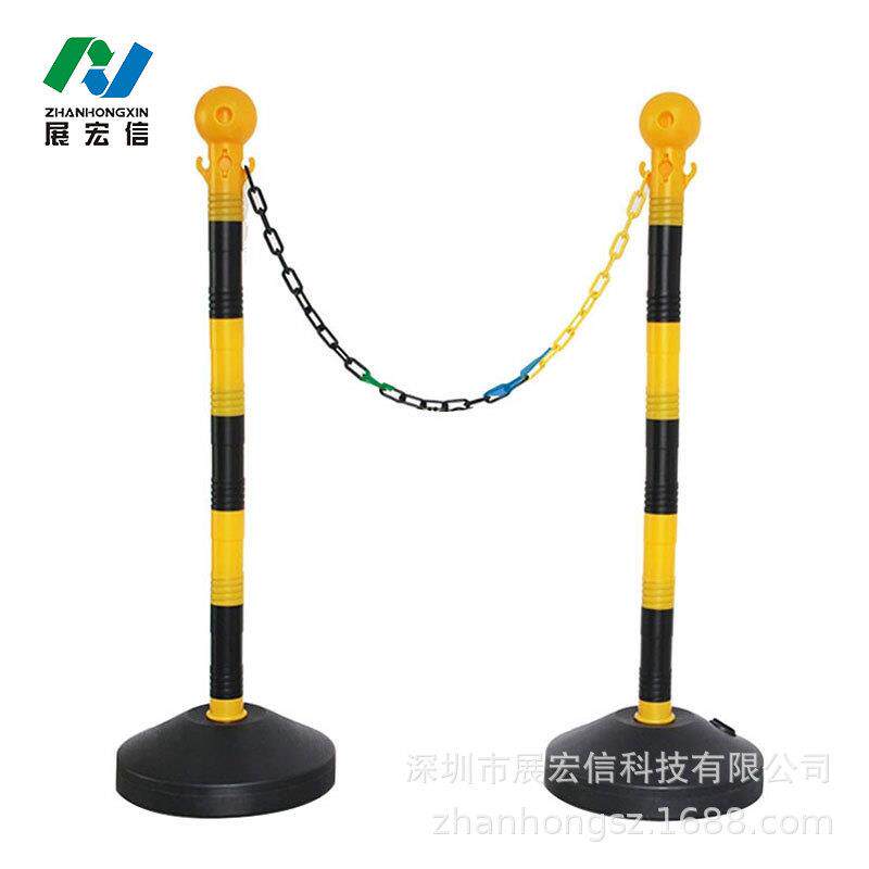 年假大促可拆卸黑黄色塑料挂链隔离防护围栏纯塑料立柱灌水灌