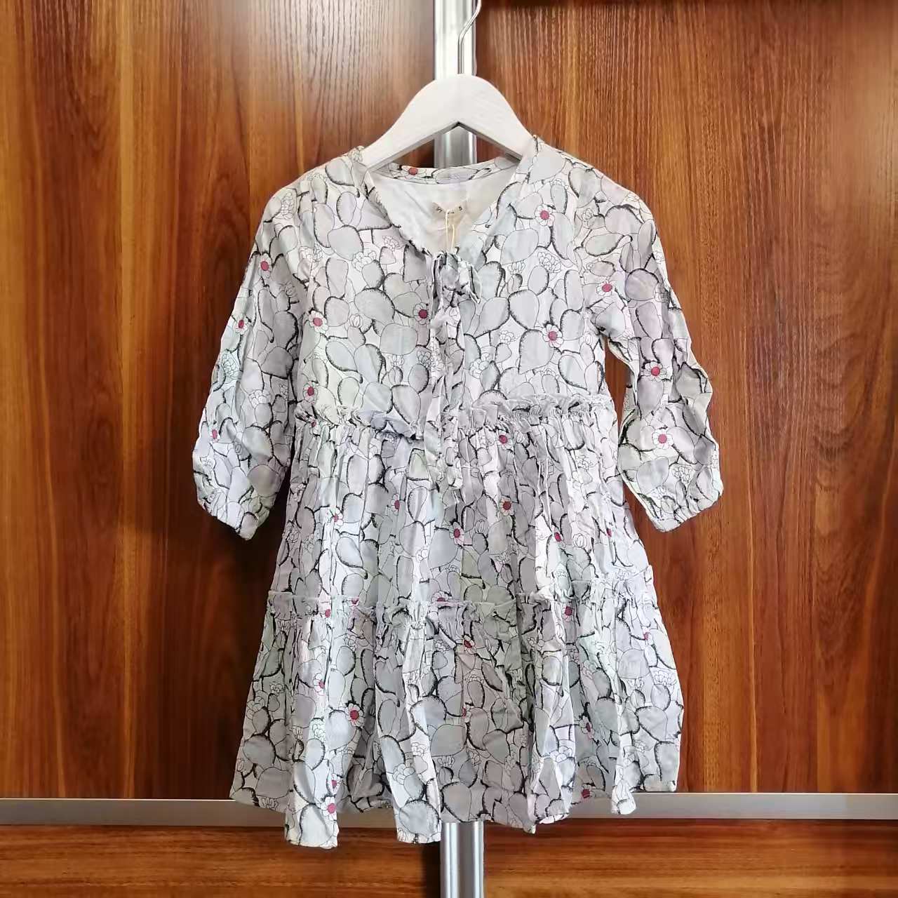 003秋季童裙女童长袖碎花连衣裙小童棉布裙外贸度假风甜美公主裙