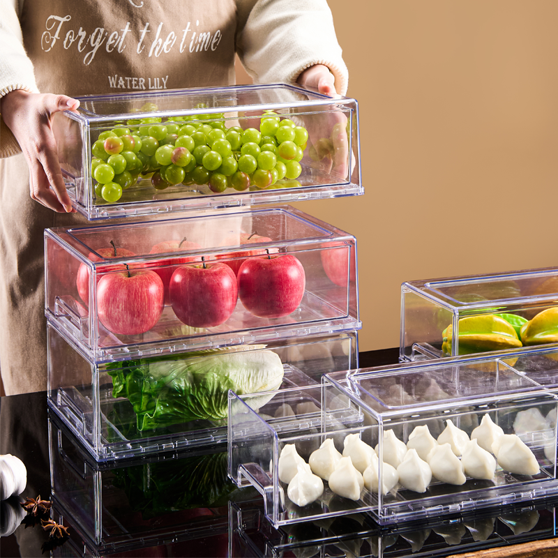 洋洋鱼冰箱冷冻抽屉式收纳盒果蔬专用保鲜盒食品级抽拉储物整理盒,收纳整理,食物收纳盒,淘宝优惠券,粉丝福利购,淘宝优惠卷